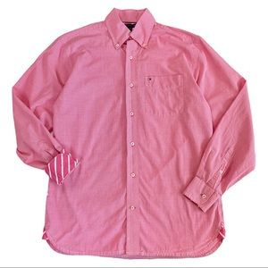 Tommy Hilfiger Pink Checkered Button-Up Collared Long Sleeve Shirt Accent Cuffs